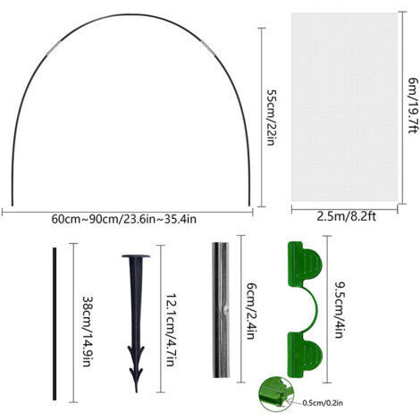 Lot De 30 Tunnels De Plantation En Fibre De Verre - Arches Pour Serre, Protection Semis, Mini Serre Pour Légumes, Fleurs, Tomates, Fraises - Kit Complet Avec Piquets Et Clips
