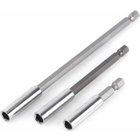 3pcs 1/4" Magnetic Bit Holder Shaft Screwdriver Extensions Rallonges de tournevis pour perceuses électriques (1/5)