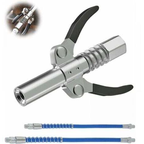 Embout Pompe a Graisse, Pompe a Graisse Pneumatique Electrique Manuelle avec Tuyau Flexible, Coupler G pour Pompe à Graisseur Convient pour Tous Types de Presses à Graisse (Double poignée)