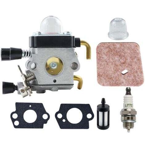Convient pour Stihl FS38 FS45 FS46 FS55 FS74 FS75 FS80 FS85 HL45 HL75 HS70 HS74 KM55 KM55R kit de carburateur de tondeuse à gazon avec kit de bougie d'allumage et remplacement du filtre à air (1/5)
