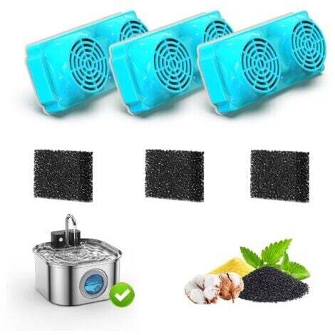 6 Filtre Fontaine Eau Chat: Filtre Fontaine à Eau pour Chat pour 3.2L Fontaine INOX - Multiple Filtration (3 Filtres à Charbon + 3 Filtres Mousse) (1/5)