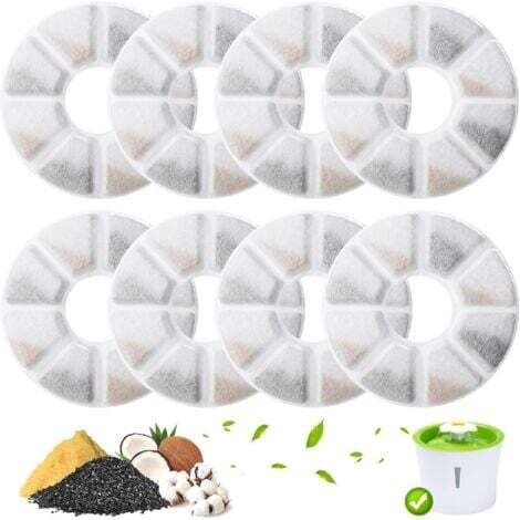 8 Pieces Filtre Fontaine Chat, Systèmes de Triple Filtrage, pour les Fontaines à Eau Filtrantes Philips, Filtre de Remplacement pour Fontaines à Eau de 2,0 à 2,5 L, Chats et Chiens (Rond)