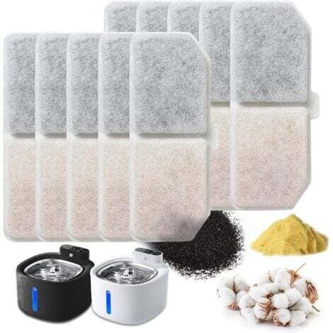 12 Pcs Filtre Fontaine Eau Chat pour Fontaine à Eau, Remplacement Filtre de Chien, Filtre Fontaine à Eau Pour Chat, Fontaine à Fleur Filtres pour Chat Avec Charbon Actif、
