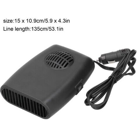 Désembueur Pare-brise 12V Ventilateur Chauffant 12V Pour Voiture - Désembuage Pare-brise, Air Chaud/Froid, Branchement Allume-Cigare - Noir Ventilateur De Voiture