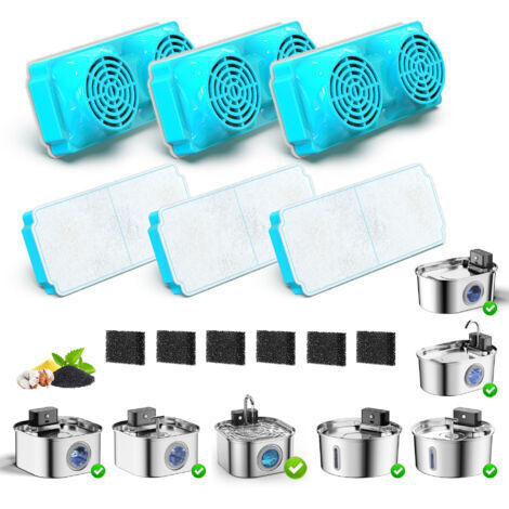 12 Filtre Fontaine Eau Chat: Filtre Fontaine à Eau pour Chat pour 3.2L Fontaine INOX - Multiple Filtration (6 Filtres à Charbon + 6 Filtres Mousse) (1/5)