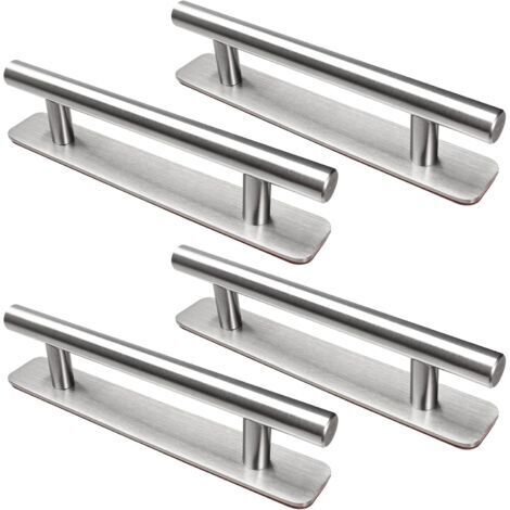 4 Pièces Poignée de Meuble Autocollante, 148 mm Poignée de Cuisine en Acier Inoxydable, Poignée de Meuble Sans perçage, Pour armoire, cuisine, porte coulissante, porte de balcon, (1/5)