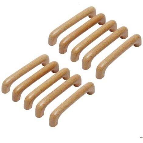 10 Pièces Poignée de Meuble Bois, Poignée Meuble Cuisine Placards Poignee Porte, Espacement des Trous 128mm, pour Meubles de Cuisine et Tiroirs (1/5)