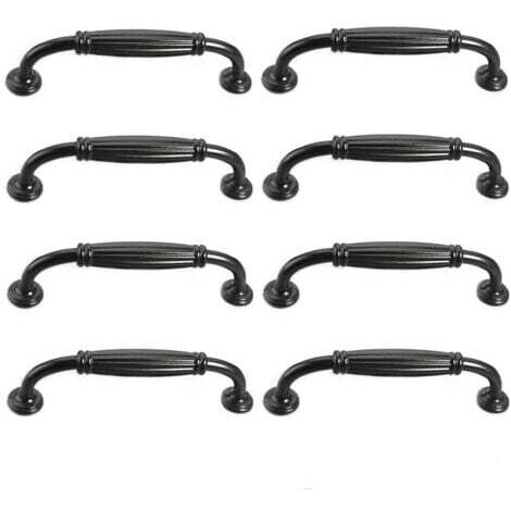 Lot de 8 poignées de porte de placard vintage européennes, poignées de tiroir antiques pour cuisine, chambre à coucher, distance entre les trous de 96 mm, noir (1/5)