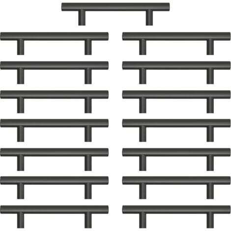 Lot de 15 Poignee de Meuble Cuisine,Poignée Meuble en Acier Inoxydable, Poignet de Porte Cuisine Noire Entraxe 96mm , pour Armoire Tiroir(Avec Vis)