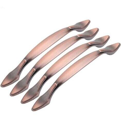 4 pcs Vintage Poignées de Porte de Meubles, Poignées d’Armoire Vintage en Forme d’Arc Poignée Tirer Meubles (Entraxe des trous 96 mm, bronze rouge) (1/5)
