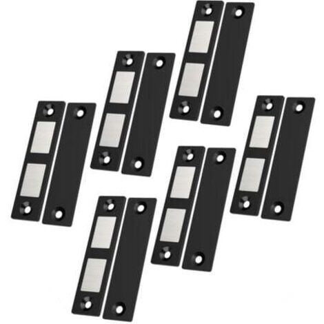 Lot de 6 Ultra Mince Aimant Porte Placard Puissant Loquet de Porte Magnétique pour Porte d'armoire, Aimant Fermeture pour Porte Coulissant Aimant Placard de Cuisine, Maison, Tiroir, Noir (1/5)