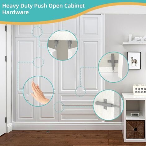 2 Pièces Push To Open Poussoir Porte Placard, Poussoir Porte Placard Push Open Porte, Fermeture Push Open Amortisseur Porte, Push To Open Pour La Porte De L'armoire, Tiroir, Meuble Et Placard