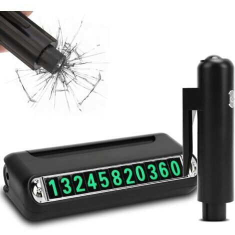 Rompe Cristales y Martillo de Emergencia Multifuncional Para Automóvil, Cabeza de Acero de Tungsteno, Con Linterna LED y Placa de Matrícula Para Automóviles Universales (1/5)