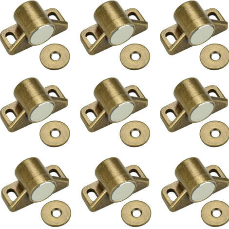 9 Pcs Loqueteau Magnétique,Bronze Loquet Magnetique en Alliage de Zinc pour Tiroirs Placard de Cuisine Armoire,Aimant Porte Placard avec 27 vis (1/5)