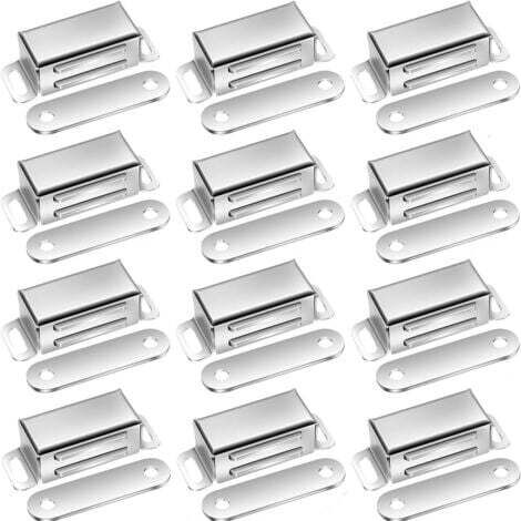 12 Pcs Aimants de Porte Pour Armoire Fermeture Magnétique Extra Forte, Aimants pour Porte, Aimants pour Armoire Acier Inoxydable, Aimants pour Meuble, Loqueteau Magnétique (1/5)