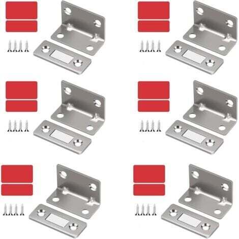 6 Sets Aimant Porte Placard Ultra Mince Loqueteaux Magnétique Puissant en Métal Aimant Placard avec Vis Adhésif Fermeture Silencieuse pour Porte Coulissante Armoire Tiroir Meuble de Cuisine