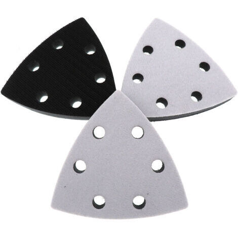 3 Pièce Triangulaire Tampon de Ponceuse de Remplacement, 90 x 90 x 90 mm Tampon de Remplacement de Ponceuse, 6 Trous Triangles Ponceuses de Tampon de Remplacement(Noir) (1/5)