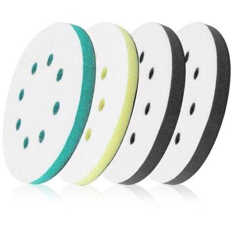 4 Pièces Tampon de Ponçage Souple 125mm Tampon d'Interface Ponceuse, Plateau de Poncage 8 Trous Tampon Interface en Éponge en Mousse Patin de Remplacement pour Ponceuse