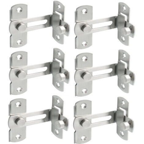 Verrou de porte à angle droit 90 degrés de grange coulissante en acier inoxydable, loquet de porte coulissante à rabat, Verrou de sécurité pour porte fenêtre armoire à vin jardin (6 articles) (1/5)