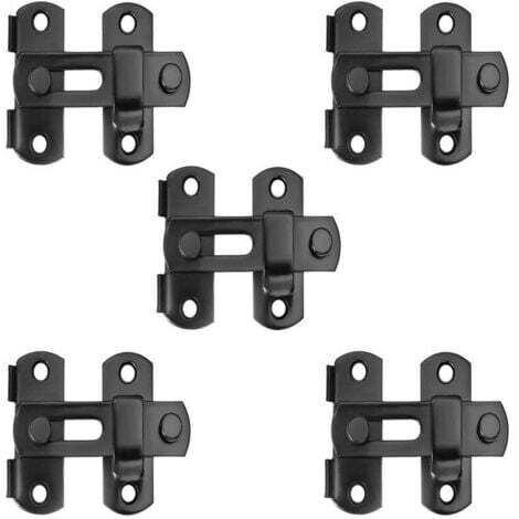 Moraillon de serrure de porte 5 pièces, boucle de porte à loquet, grande boucle de porte à 180 degrés, noir