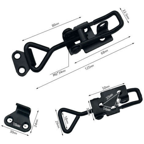4 Pièces Loquet à Bascule en Acier Inoxydable, Fermeture à Levier avec Trou de Serrure Loquets à Bascule GH-4001 Réglables Capacité de Rétention 100kg 220lbs pour Armoire Porte, Valises