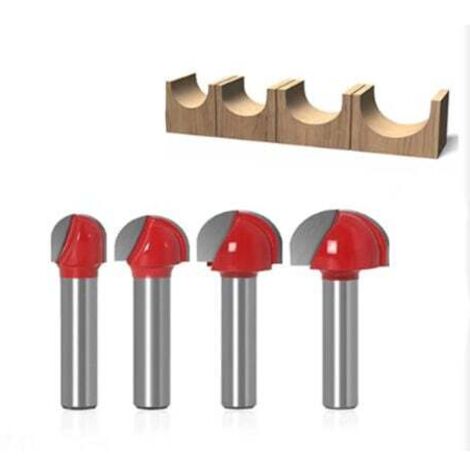 Fraise à Fond Rond Bois, 4PCS Router Bits 8mm Tige 16/ 22/25/32mm Fraise à gorges Carbure Queue Fraise à Rainurer pour Défonceuse Outil de Coupe Bit de Routeur (1/5)