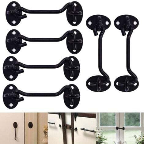 Lot de 6 loquets de porte de grange en acier inoxydable robuste avec vis de montage, crochets de cabine et loquet pour fenêtre, porte coulissante, chambre à coucher