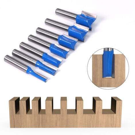 7 Pcs Fraise Defonceuse Bois 8mm Kit, Fraise Defonceuse Droite, Long Stright Router Bit 6/8/10/12/14/18/20mm, pour Travail du Bois, Couper, Tailler le Bois (1/4)
