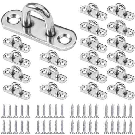 20 Pcs Crochets De Plafond En Forme U, Crochet Inox, Pontet Inox, Base 15 X 45mm, Support Mural Plaques À Œil Pour Fixer Les Cordons Sur Bateau, Yoga, Les Lustres, Quincaillerie (1/4)