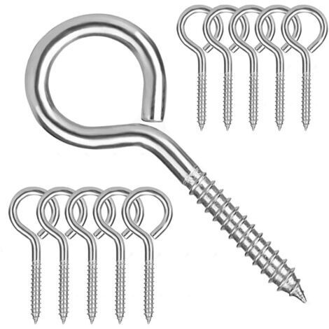 12 Pièces M6 Piton à Visser en Acier Inoxydable 304 Mouton Oeil Rond Auto Taraudeuse Vis à Anneau Crochets à Oeil Boulon à œil Crochets Piton à Vis 80mm