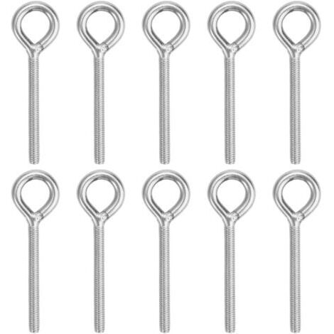 10 Pièces Anneau de Levage Boulon à œillet M6,Boulon à œil en Acier Inoxydable 304,Anneaux Filetage Vis Tige Longue,74mm Boulons àœil Filetage Mâle,Vis à œillet Antirouille,pour Fixation et Suspension