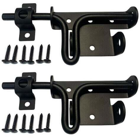 Verrous Loquet Porte à Boulon Coulissant Extérieur, Serrure de Porte avec Trou de Cadenas Inox Targette Loquet de Portail de Fermeture noir(2 articles) (1/4)