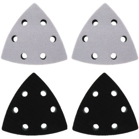 4 Pièce Triangulaire Tampon de Ponceuse de Remplacement, 90 x 90 x 90 mm Tampon de Remplacement de Ponceuse, 6 Trous Triangles Ponceuses de Tampon de Remplacement(Noir)