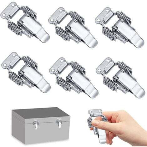6 PCS Fermeture à Levier à Ressort en Acier Inoxydable Verrou de Tension Bascule Loquet de Tension Serrure à Levier de Verrouillage de Boîte pour Valise, Tiroir Boîte à Outil boîte Médicale (1/5)