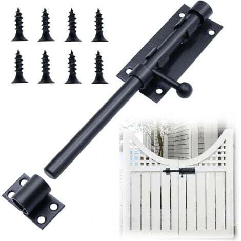 Noire Targette de Porte, Inoxydable Targette, Verrou Porte Interieure avec Vis pour Portail de Jardin, FenêTres, Cabanon (8 Pouces) (1/5)
