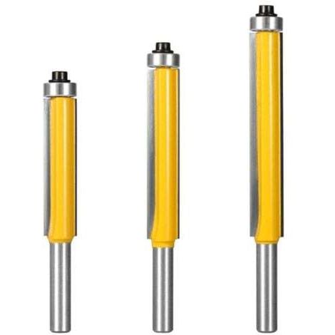 3 Pcs 8mm Tige Fraise a Copier, Fraise Defonceuse avec Roulement Supérieur, Fraisage de Menuiserie, Per Menuiserie Bricolage de Coupe Garniture Affleurante