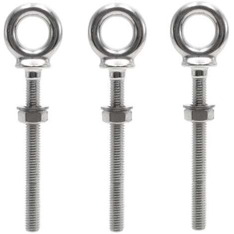 3 Pièces Anneau de Levage M8 x 80 mm Boulon à œil en Acier Inoxydable 304 Filetage Mâle Piton à Visser pour Fixation et Suspension