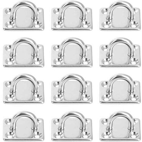 12 Pièces Crochets à œillet, Plaque à œil en Acier Inoxydable, Crochets de Plafond Muraux Acier Inox pour Bateau, Gréement de Yoga, Sangle d'entraînement, Balançoire, Hamac, Sac de Frappe (1/5)