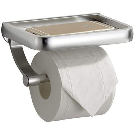 Porte Papier Toilette, Derouleur Papier Toilette WC avec Etagère,pour Cuisine et Salle de Bain,Argent (1/4)