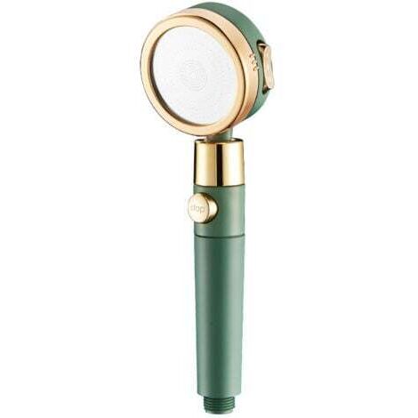 Pomme de douche avec pommeau résistant à l'eau et à la saleté, douche haute pression 3+1 modes, filtre pour pomme de douche de massage, arrêt de l'eau par simple pression - ABS - Vert (1/5)