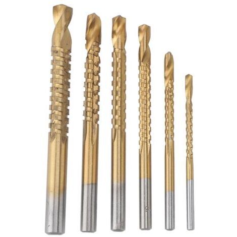 Jeu de Foret Mèche à Bois Lot de 6 Forets à Bois pour Travail du Bois de Rainurage Mèche Forage 3-8mm pour Bois PVC Planche en Plastique Rainurage Chanfreinage Bois Fin (1/4)