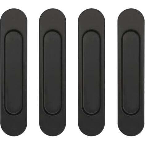 Lot de 4 poignées de porte coulissantes ovales auto-adhésives en alliage d'aluminium noir sans perforation pour portes coulissantes, fenêtres d'armoires (1/5)