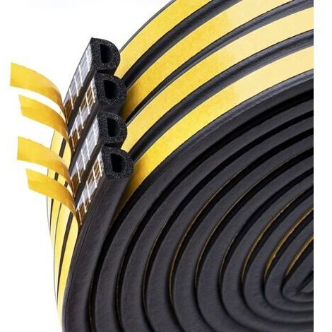 20 m Joint d'étanchéité autocollant en caoutchouc pour portes et fenêtres , Anti-collision,Bande d'isolation acoustique ,Noir (1/5)