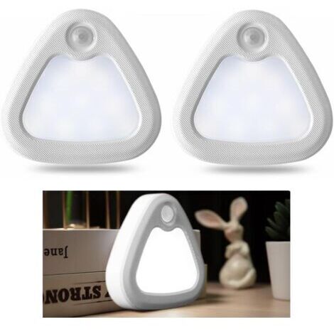 Veilleuse LED avec détecteur de mouvement, éclairage intérieur à détecteur de mouvement, éclairage LED sans fil alimenté par batterie, base magnétique, lumière LED blanche (lot de 2) (1/5)