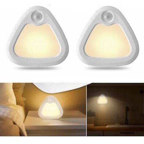 Veilleuse LED avec détecteur de mouvement, éclairage d'intérieur sans fil alimenté par batterie avec base magnétique, lumière LED jaune chaud (lot de 2) (1/5)