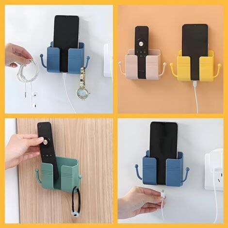 Porte Télécommande Mural Grand, Support Télécommande Auto-adhésif Avec 2 Compartiments Réglables