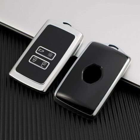 Custodia Portachiavi In Silicone Per Renault – Cover Antiurto Per Clio, Megane, Scenic, Dacia, Espace, Master (4 Tasti) – Nero
