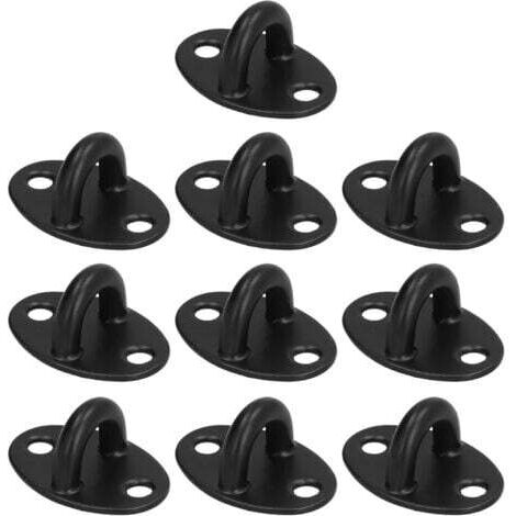 10 Pièces Plaque Oeillet en Acier Inoxydable Noir, Crochet Plafond pour Suspendre Équipements Extérieurs, Cordes, Balançoires de Yoga, Hamacs, Corde Linge