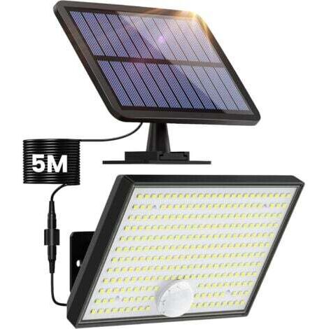 Lampe Solaire Extérieur Détecteur de Mouvement, [3 Modes/266LED/2200mAh] Lumière Solaire Extérieure étanche IP65 éclairage Extérieur Solaire, Divisé Spot LED avec Câble de 16,4ft pour Jardin, Garage (1/5)