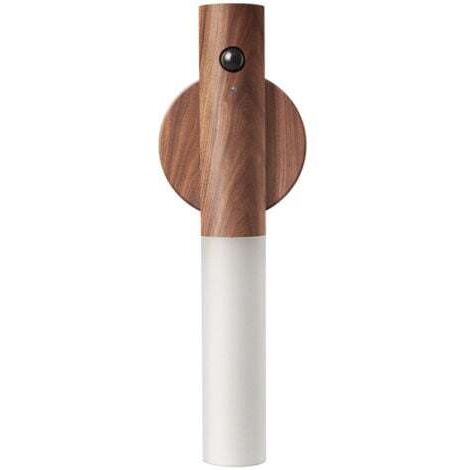 Applique Murale en Bois, Veilleuse d'intérieur avec détecteur de mouvement, Applique Murale à Batterie Rechargeable Sans fil avec Interrupteur pour Chambre, Couloir, Escalier